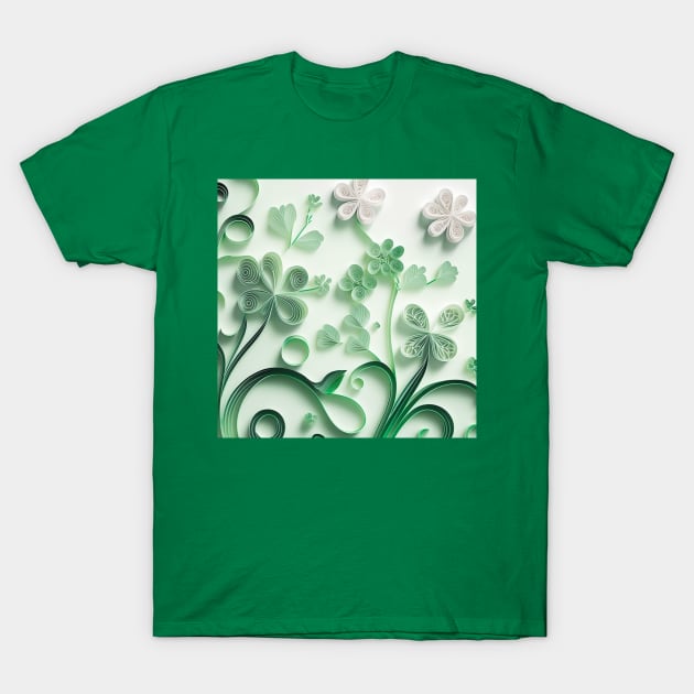 soft and ethereal design of Saint Patrick's day shamrocks T-Shirt by UmagineArts